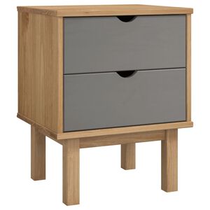 vidaXL Mesita de noche OTTA madera de pino marr&oacute;n y gris 45x39x57 cm