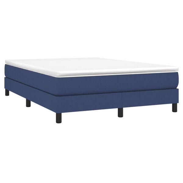 vidaXL Cama box spring con colch&oacute;n tela azul 140x190 cm