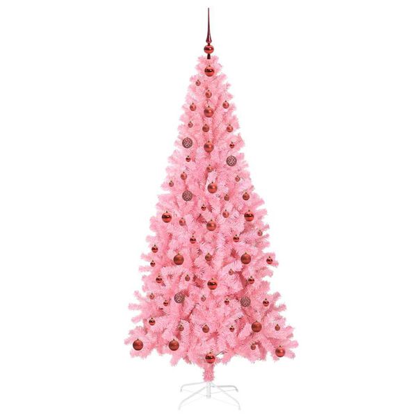 vidaXL Árbol de Navidad con 300 LED con soporte Rosa 210 cm PVC