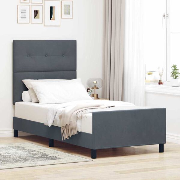 vidaXL Cama tipo Box Spring Gris oscuro 90 x 190 cm Terciopelo
