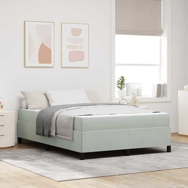 vidaXL Estructura de cama con colch&oacute;n Gris Claro 140 x 200 cm tela