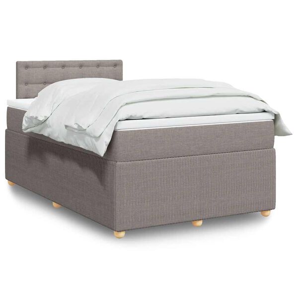 vidaXL Cama box spring con colch&oacute;n tela gris taupe 120x200 cm