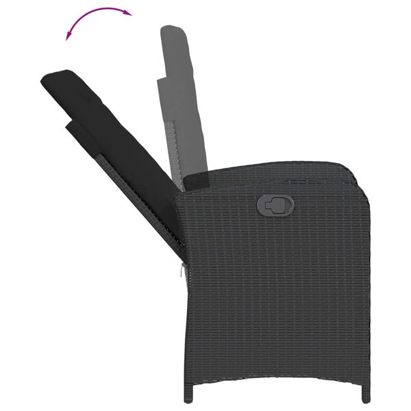 vidaXL Set de comedor de jard&iacute;n 9 pzas y cojines rat&aacute;n sint&eacute;tico negro