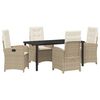vidaXL Conjunto de Comedor de Jard&iacute;n 5 uds. Beige rat&aacute;n sint&eacute;tico