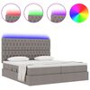 vidaXL Cama con tira de luces LED con cabecera Taup&eacute; 180 x 200 cm tela