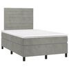 vidaXL Cama box spring colch&oacute;n y LED terciopelo gris claro 120x190 cm