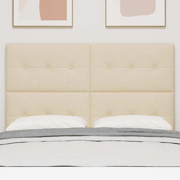 vidaXL Cabecero LED con tira de luces LED Crema 160 cm Poli&eacute;ster