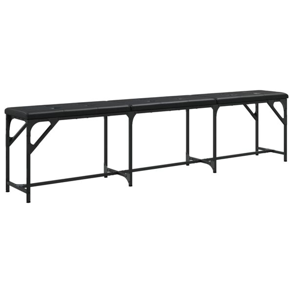 vidaXL Banco de comedor acero y cuero sint&eacute;tico negro 186x32x45 cm