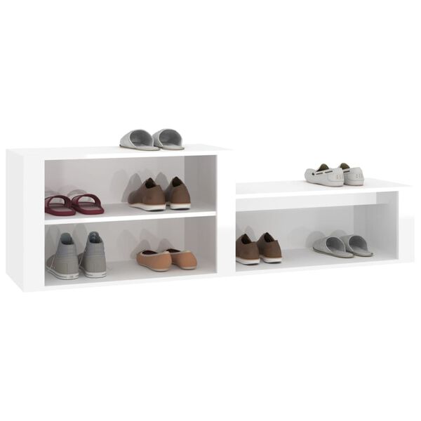 vidaXL Mueble zapatero madera contrachapada blanco brillo 150x35x45 cm