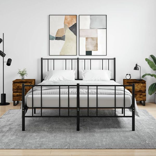 vidaXL Mesitas noche 2 uds madera ingenier&iacute;a roble ahumado 40x35x50 cm