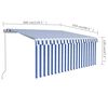 vidaXL Toldo retr&aacute;ctil manual con persiana azul y blanco 3x2,5 m