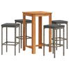 vidaXL Mesa y taburetes de jard&iacute;n 5 pzas madera acacia rat&aacute;n PE gris