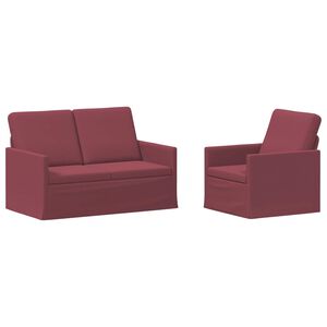 vidaXL Juego de Sof&aacute; 2 pcs Rojo vino Tela