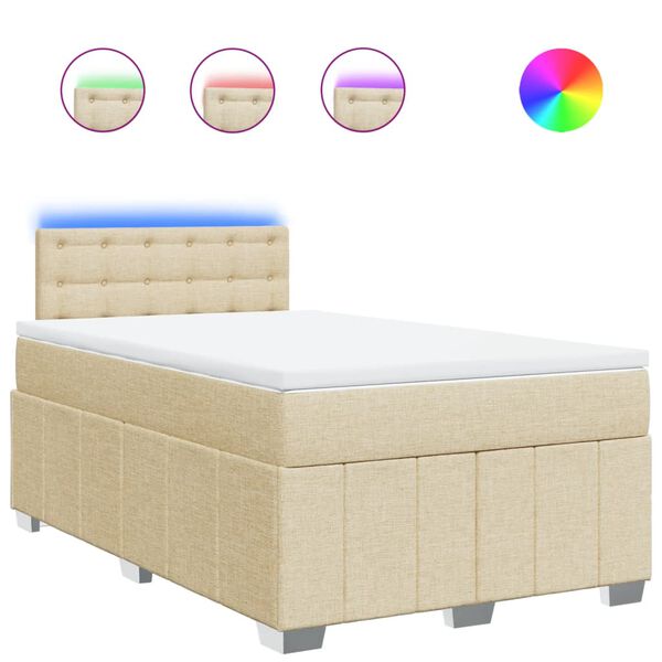 vidaXL Cama box spring con colch&oacute;n tela color crema 120x200 cm