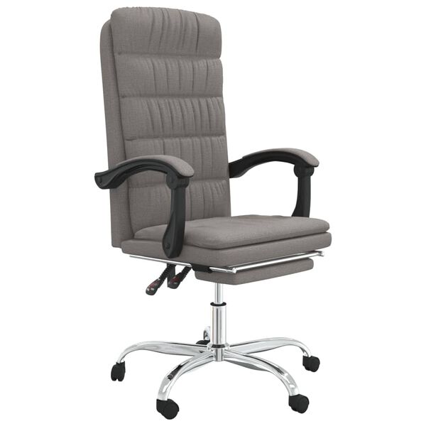 vidaXL Silla de oficina reclinable de tela gris taupé