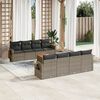 vidaXL Set de muebles de jard&iacute;n 9 pzas y cojines rat&aacute;n sint&eacute;tico gris