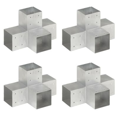 vidaXL Conectores de postes en X 4 uds metal galvanizado 101x101 mm