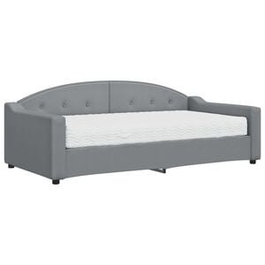 vidaXL Sof&aacute; cama con colch&oacute;n tela gris claro 90x190 cm