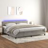 vidaXL Cama box spring colch&oacute;n y LED terciopelo gris claro 200x200 cm