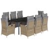 vidaXL Set comedor de jard&iacute;n 9 pzas con cojines rat&aacute;n sint&eacute;tico beige