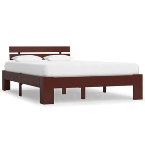 vidaXL Estructura cama sin colch&oacute;n madera pino marr&oacute;n oscuro 120x200cm