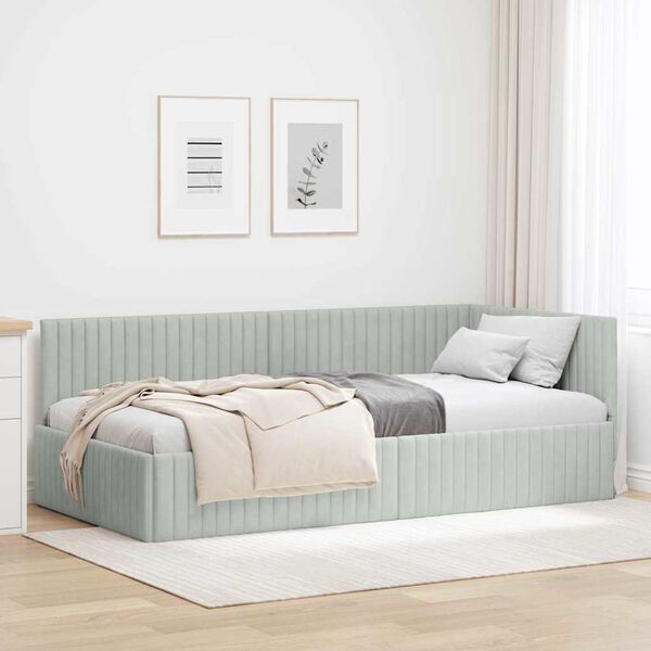 vidaXL Estructura de cama en esquina Gris Claro 100 cm x 200 cm