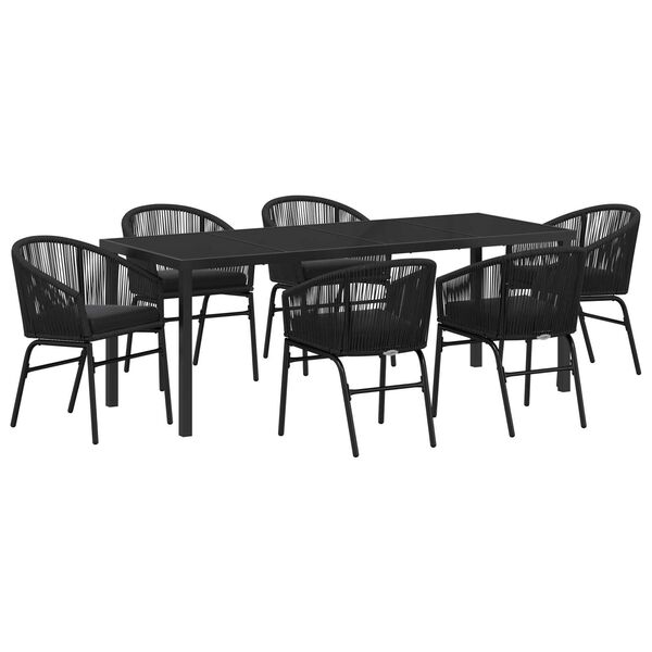 vidaXL Conjunto de Comedor de Jard&iacute;n 7 pcs Negro