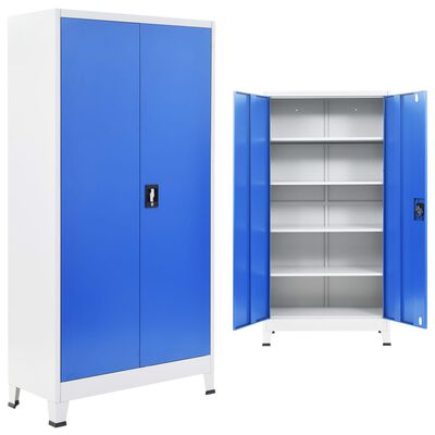 vidaXL Armario de metal de oficina gris y azul 90x40x180 cm