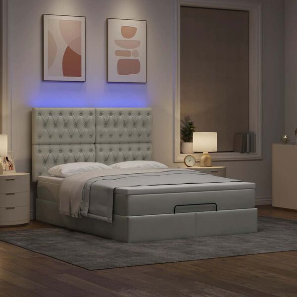 vidaXL Estructura cama otomana con colchones gris claro 140x200cm
