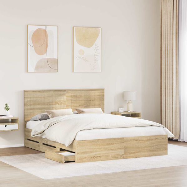 vidaXL Estructura de cama Roble Sonoma 160 x 200 cm Madera Ingenieril