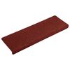 vidaXL Felpudos autoadhesivos para escaleras, 15 unidades, 65 x 21 x 4 cm, borde rectangular, color rojo burdeos