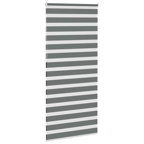 vidaXL Estor cebra gris oscuro tejido ancho 110,9 cm poli&eacute;ster