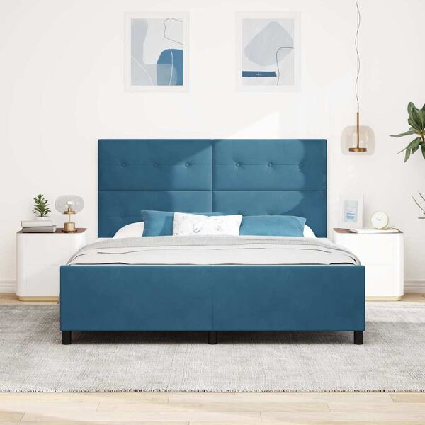 vidaXL Cama tipo Box Spring Azul Oscuro 180 x 200 cm Terciopelo