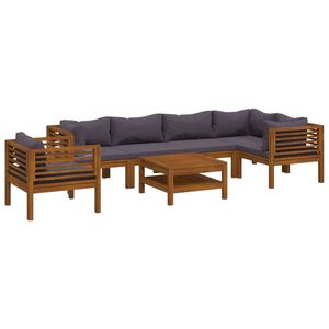 vidaXL Muebles de jard&iacute;n 7 pzas cojines madera maciza de acacia