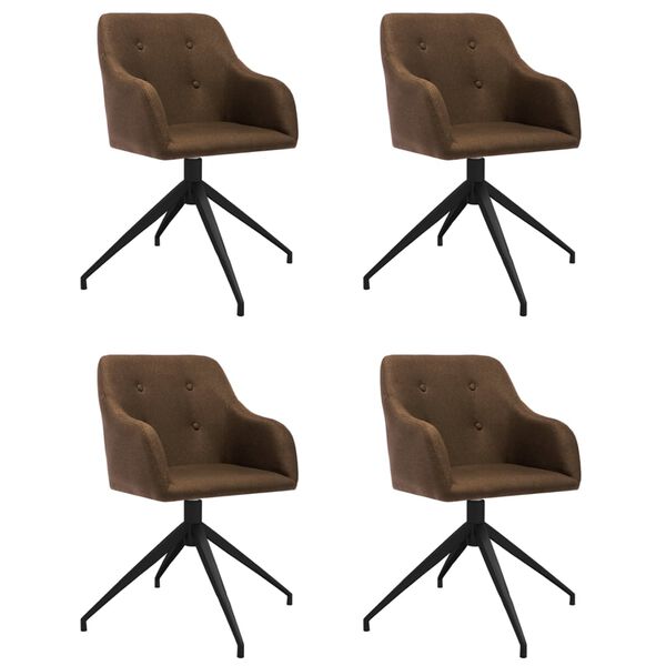 vidaXL Sillas de comedor giratorias 4 unidades tela marr&oacute;n