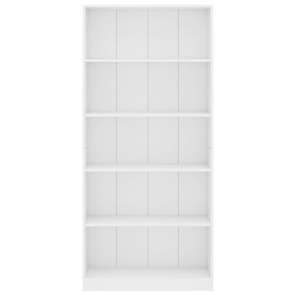 vidaXL Estantería de 5 niveles madera contrachapada blanca 80x24x175cm