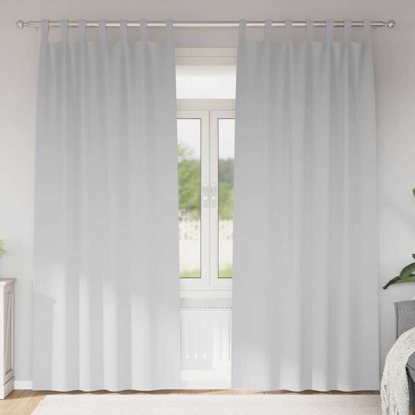 vidaXL Cortinas Opacas con Anillas 2 pcs Gris P&aacute;lido 245 x 140 cm