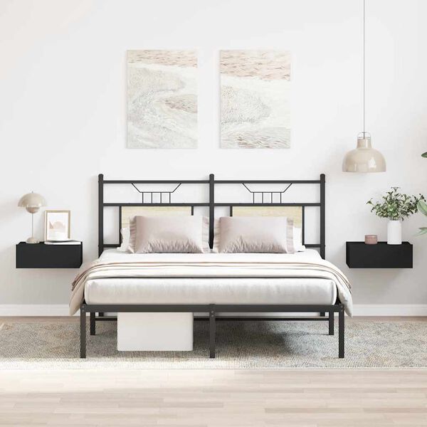 vidaXL Mesitas de noche flotantes 2 uds contrachapada negro 40x30x15cm