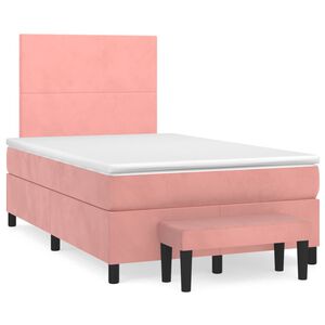 vidaXL Cama box spring con colch&oacute;n terciopelo rosa 120x200 cm