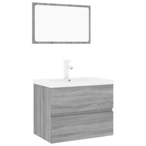 vidaXL Set de muebles de ba&ntilde;o madera contrachapada gris Sonoma