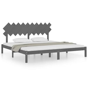 vidaXL Estructura de cama de madera maciza de pino gris 200x200 cm