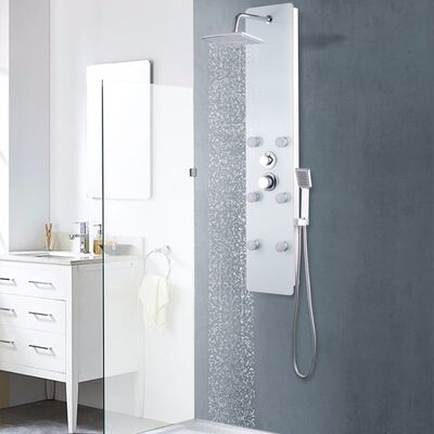 vidaXL Panel ducha de vidrio 25x44,6x130 cm blanco