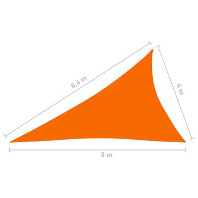 vidaXL Toldo de vela triangular tela Oxford naranja 4x5x6,4 m