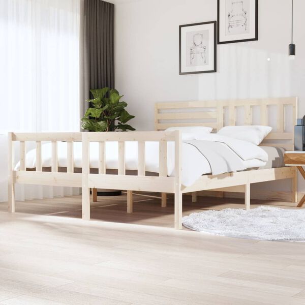 vidaXL Estructura de cama de madera maciza super king 180x200 cm