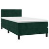 vidaXL Cama box spring colch&oacute;n y LED terciopelo verde oscuro 100x200cm