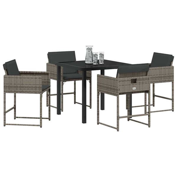 vidaXL Conjunto de Comedor de Jard&iacute;n 5 pcs Gris rat&aacute;n sint&eacute;tico