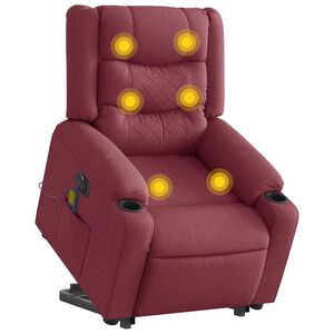 vidaXL Sill&oacute;n de masaje el&eacute;ctrico reclinable elevable tela rojo tinto