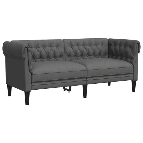 vidaXL Sofá Chesterfield Otro Gris oscuro 182.5 x 74.5 x 74.5 cm tela