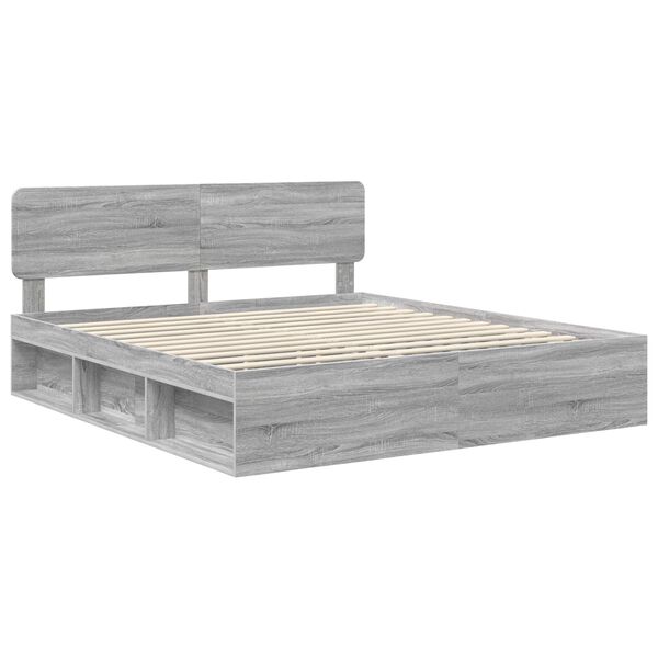 vidaXL Estructura de cama con cabecera Gris Sonoma 180 x 200 cm