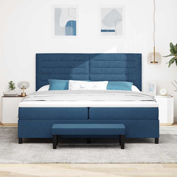 vidaXL Cama tipo Box Spring con colch&oacute;n Azul 200 x 200 cm tela